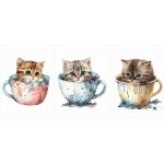 Zestaw 3 plakatów dla dzieci kotki w kubeczkach mp110