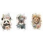 Zestaw 3 plakatów do pokoju dziecięcego koala, panda, lew mp131