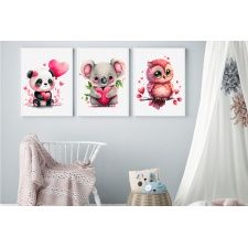 Zestaw 3 plakatów do pokoju dziecięcego koala, panda, sówka mp134