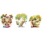  Zestaw 3 plakatów do pokoju dziecięcego małpki, kolorowe drzewa mp061