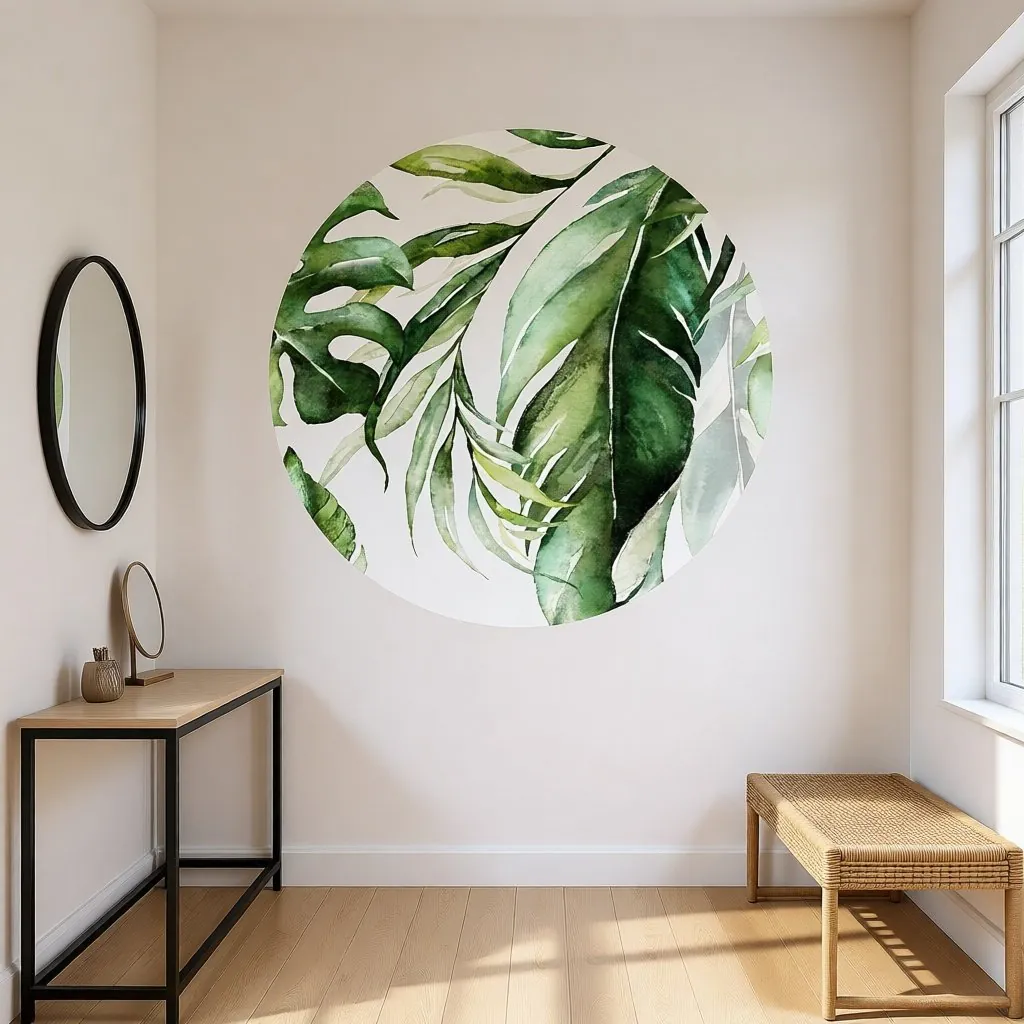 Naklejka koło Monstera Verde we wnętrzu – wizualizacja