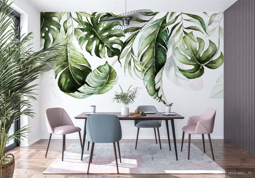 Zielona fototapeta Monstera Verde z dużymi liśćmi monstery