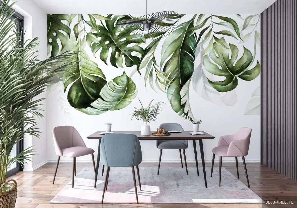 Zielona fototapeta Monstera Verde z dużymi liśćmi monstery