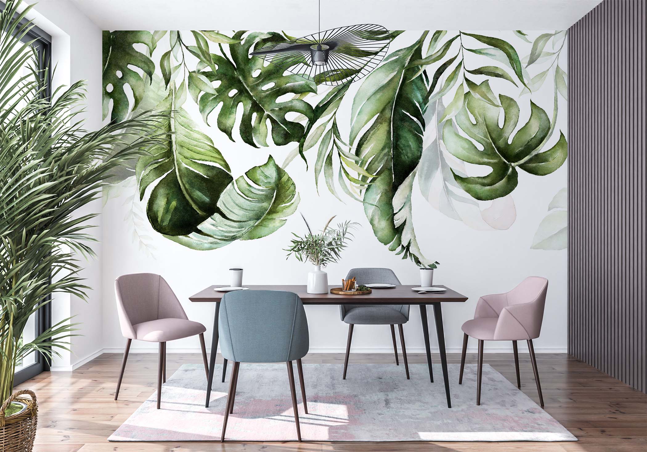 Zielona fototapeta Monstera Verde z dużymi liśćmi monstery