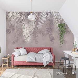 Fototapeta Palmowe Cienie: Pudrowa fototapeta z warstwowymi cieniami palm