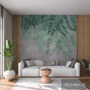 Fototapeta Zielona Głębia: Ciemnozielona fototapeta z warstwowymi liśćmi palm