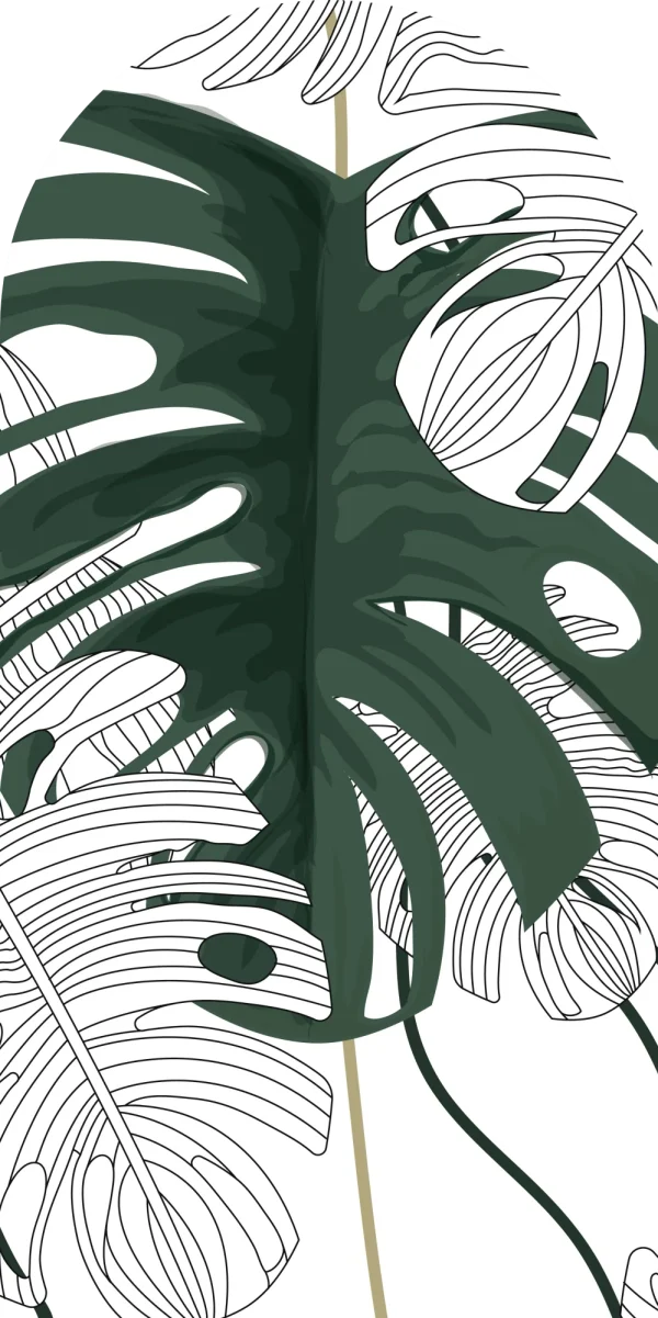 Naklejka łuk Kreskowa Monstera – płaski wzór
