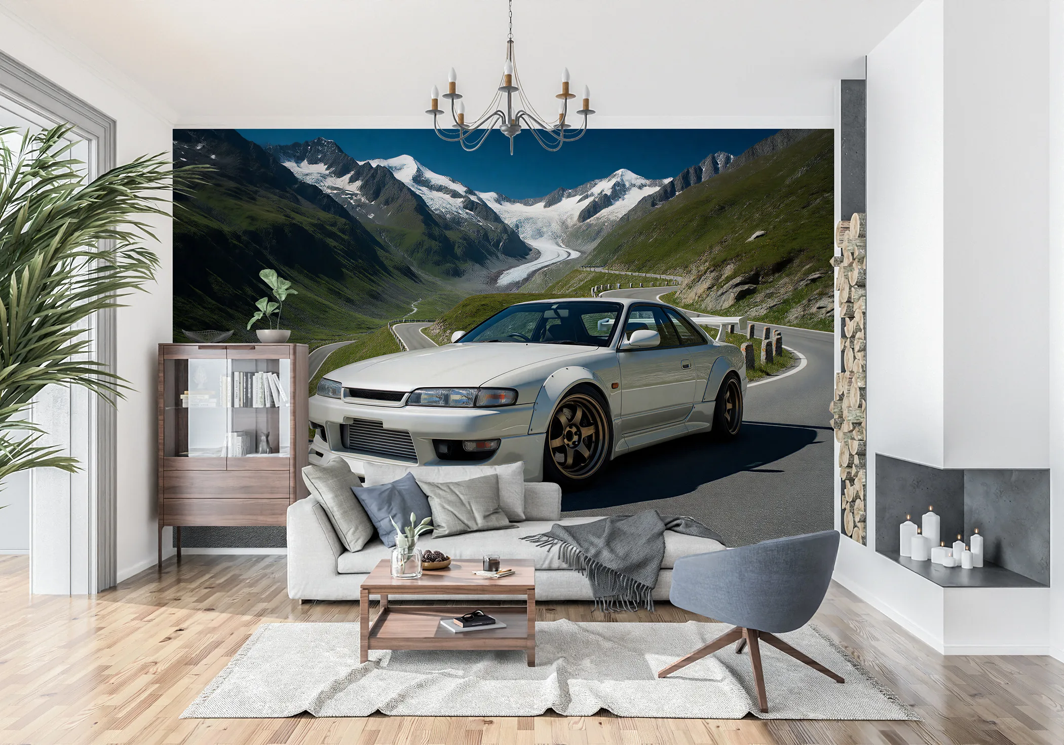 Fototapeta Białe Coupe w Alpach w eleganckim wnętrzu