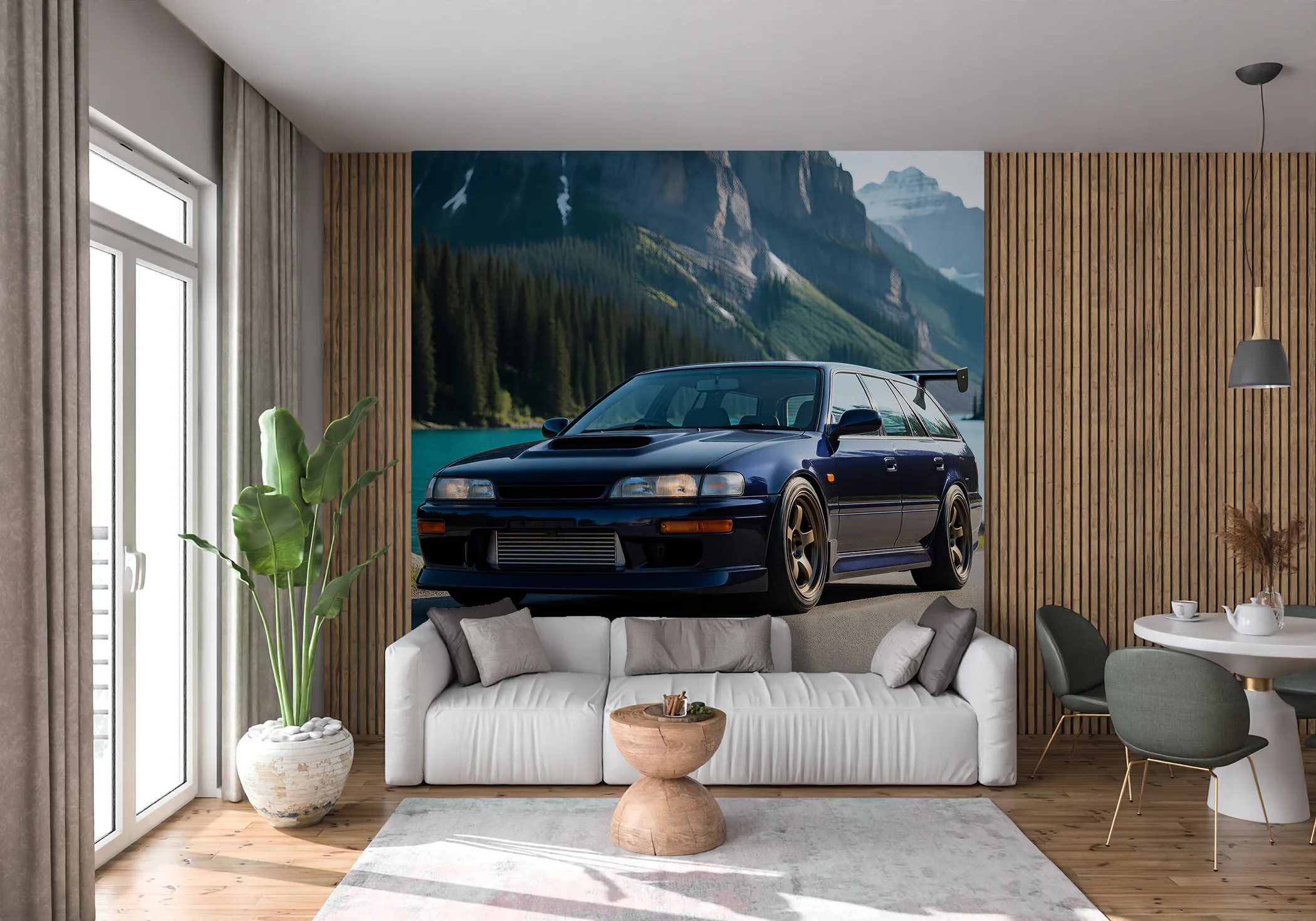Fototapeta Granatowe Kombi nad Jeziorem w eleganckim wnętrzu