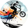 Naklejka koło BMX w Kolorowych Wstęgach – płaski wzór