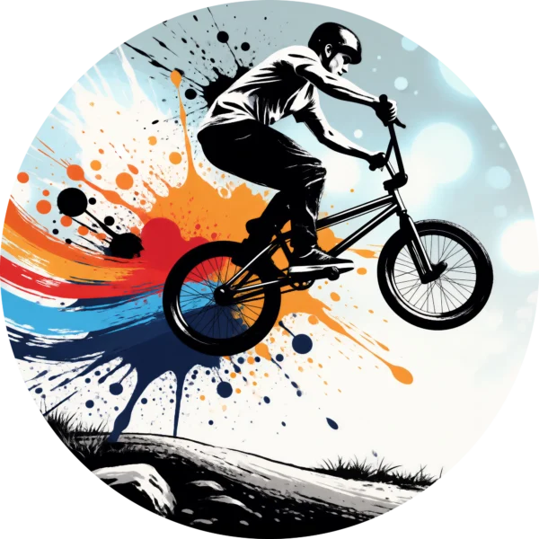 Naklejka koło BMX w Kolorowych Wstęgach – płaski wzór