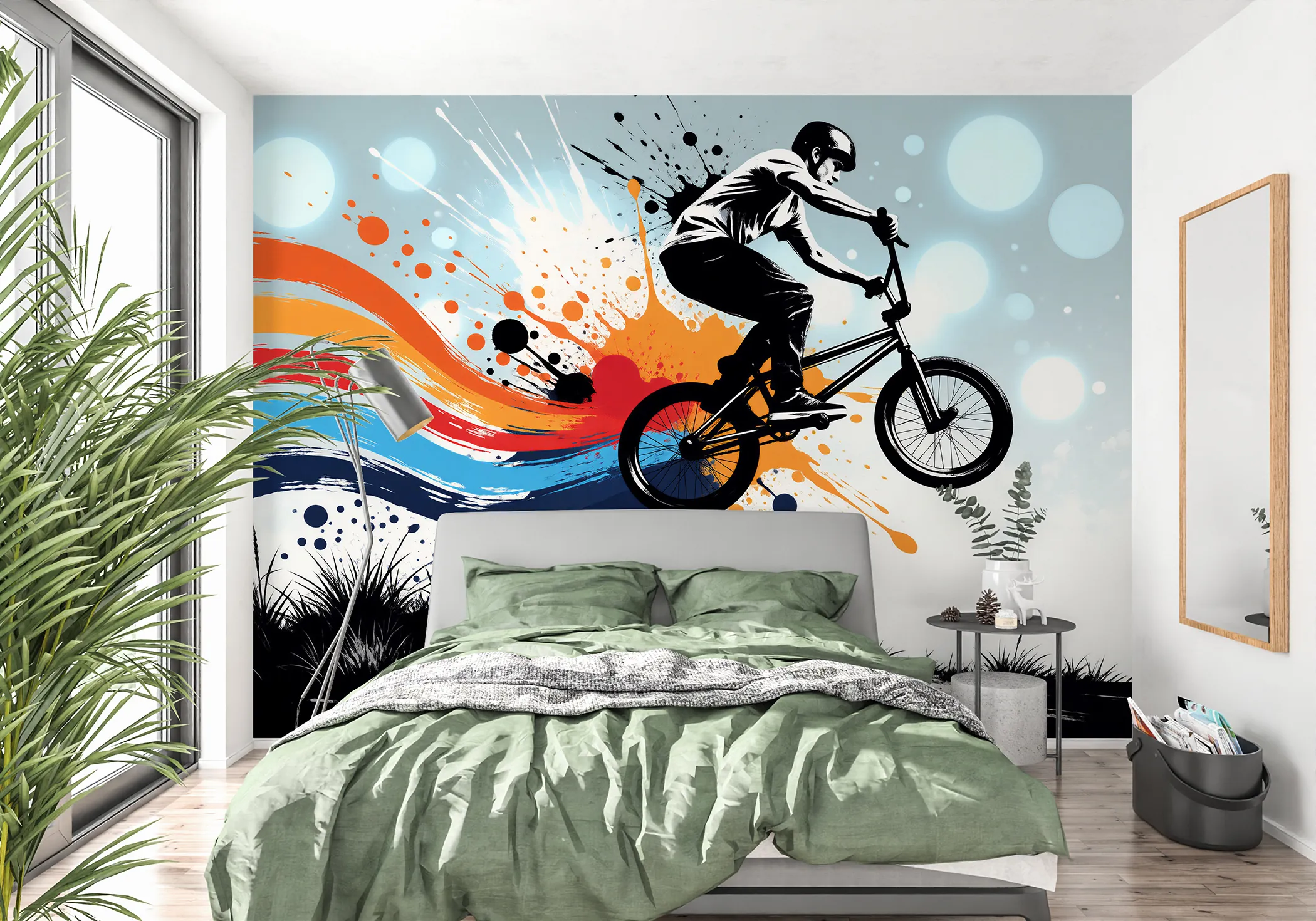 Fototapeta BMX w Kolorowych Wstęgach w eleganckim wnętrzu