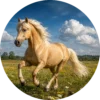 Naklejka koło Złocisty Galop pod Chmurami – płaski wzór